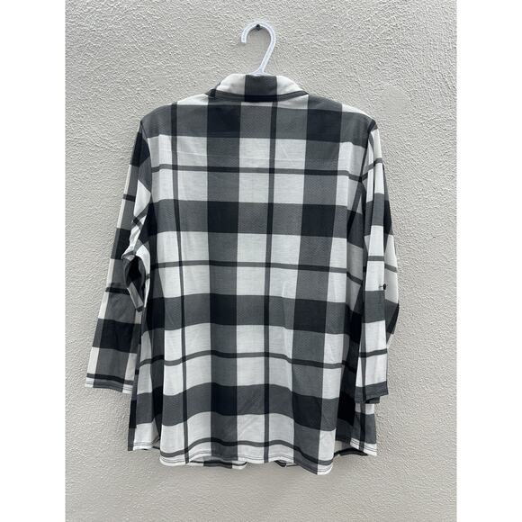 French Laundry Womens Shirt Size XL Black White Plaid Long Sleeve Button Up - Picture 8 of 12